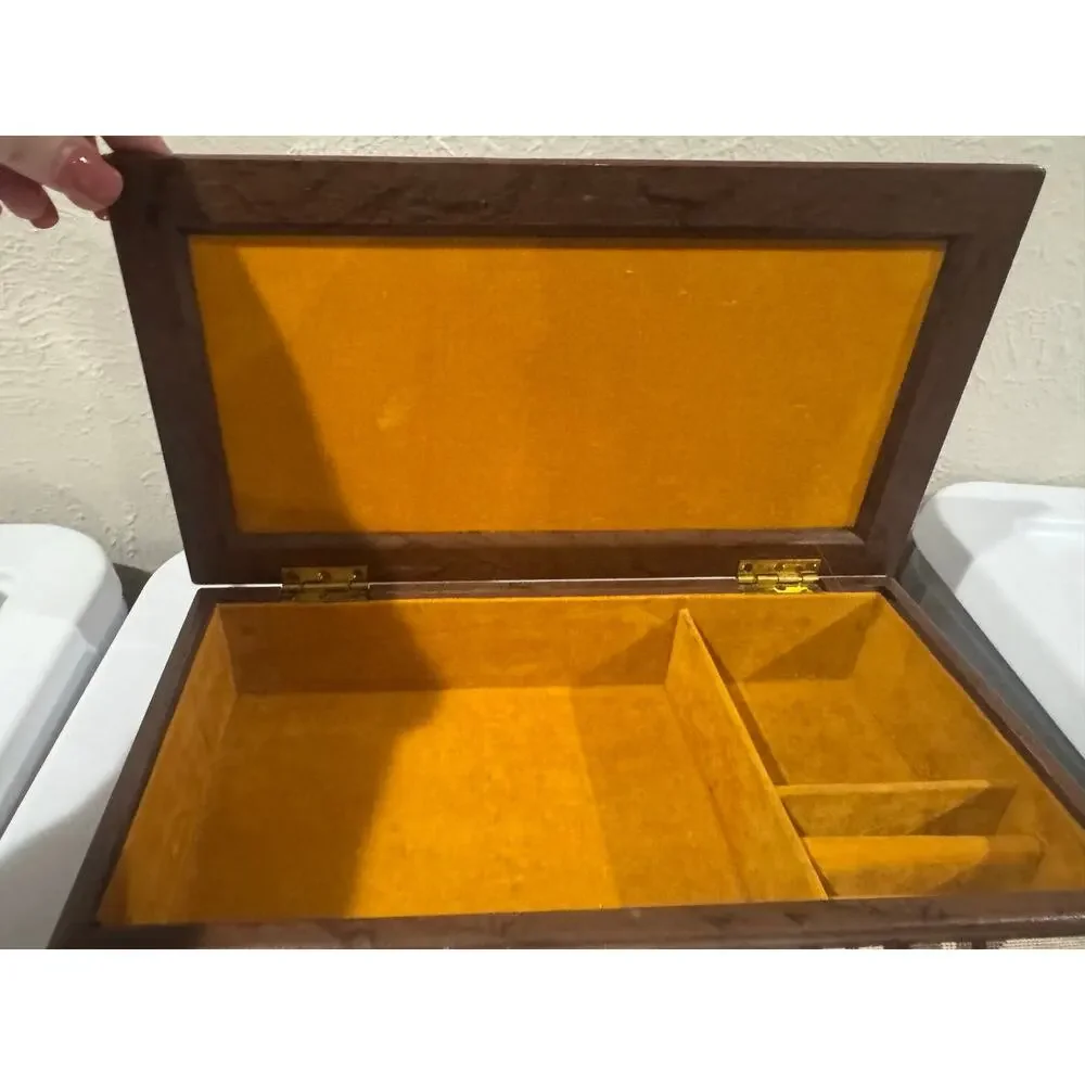 Mid Century MCM Velvet Lined Jewelry Box Made in Japan